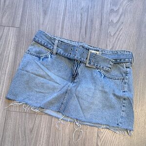 Denim Mini Skirt with Belt